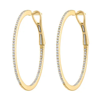 14KT GOLD MEDIUM DIAMOND HOOP EARRING