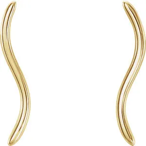 14KT Yellow Gold Wavy Ear Climber Earrings