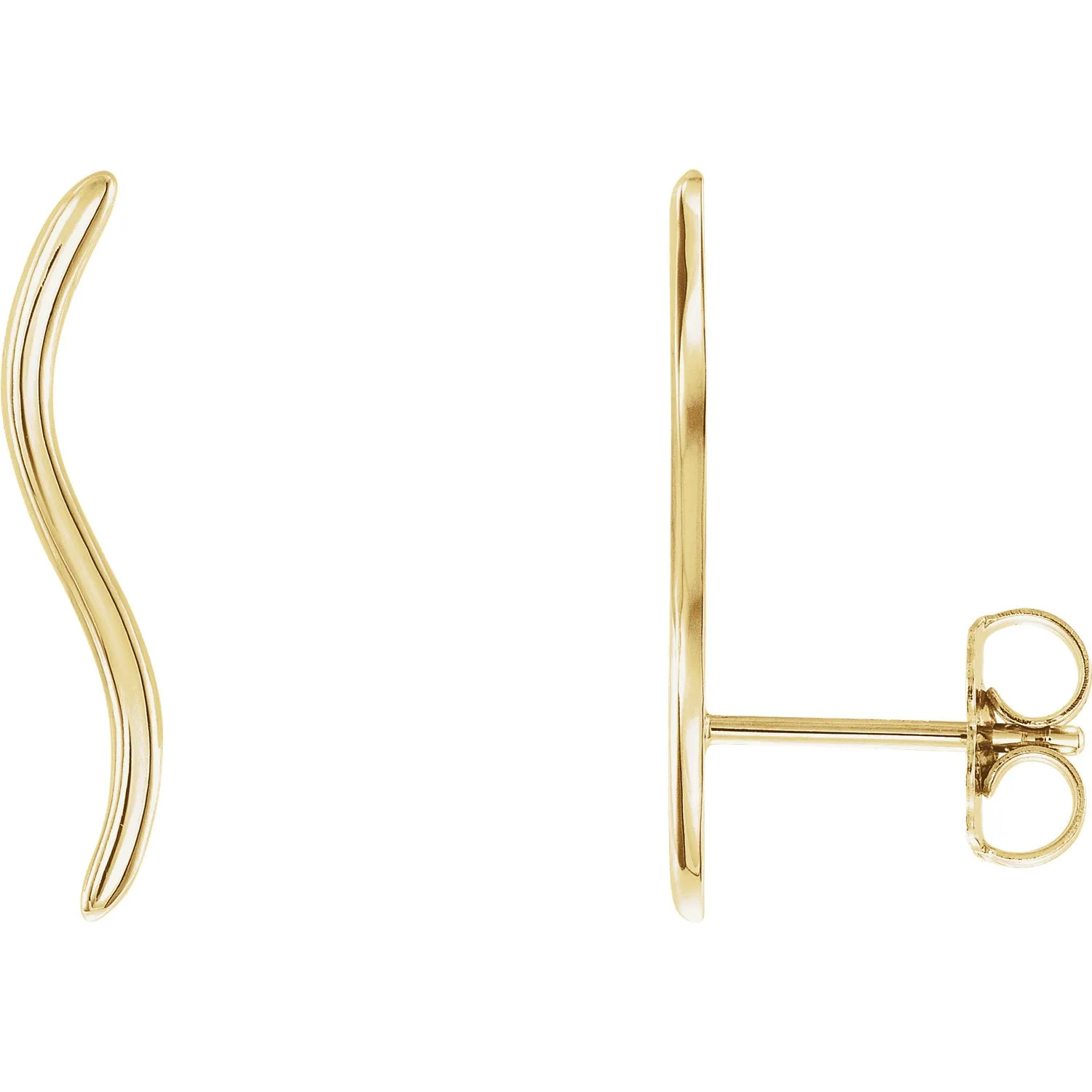 14KT Yellow Gold Wavy Ear Climber Earrings