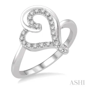 1/6 ctw Double Heart Charm Round Cut Diamond Ladies Ring in 10K White Gold