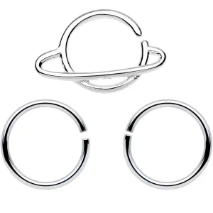16 Gauge 3/8 Rings of Saturn Septum Ring Pack Set of 3