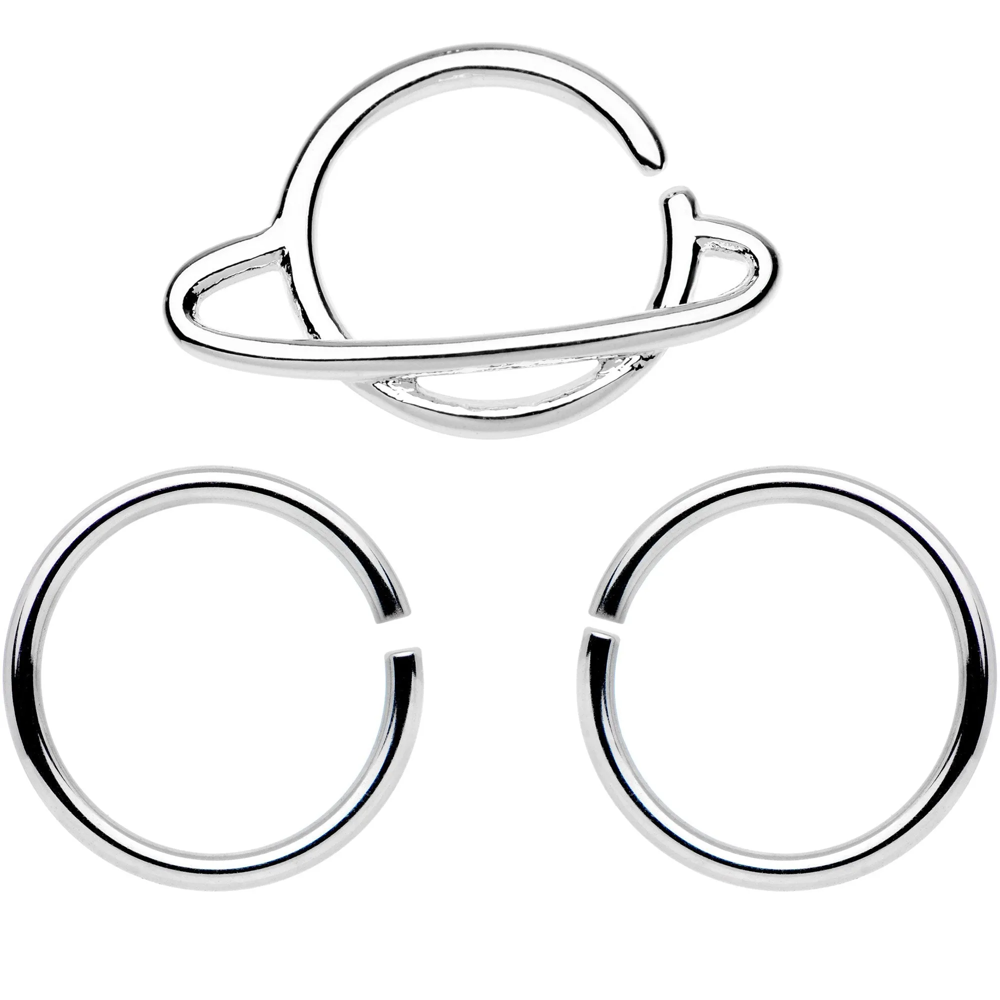 16 Gauge 3/8 Rings of Saturn Septum Ring Pack Set of 3