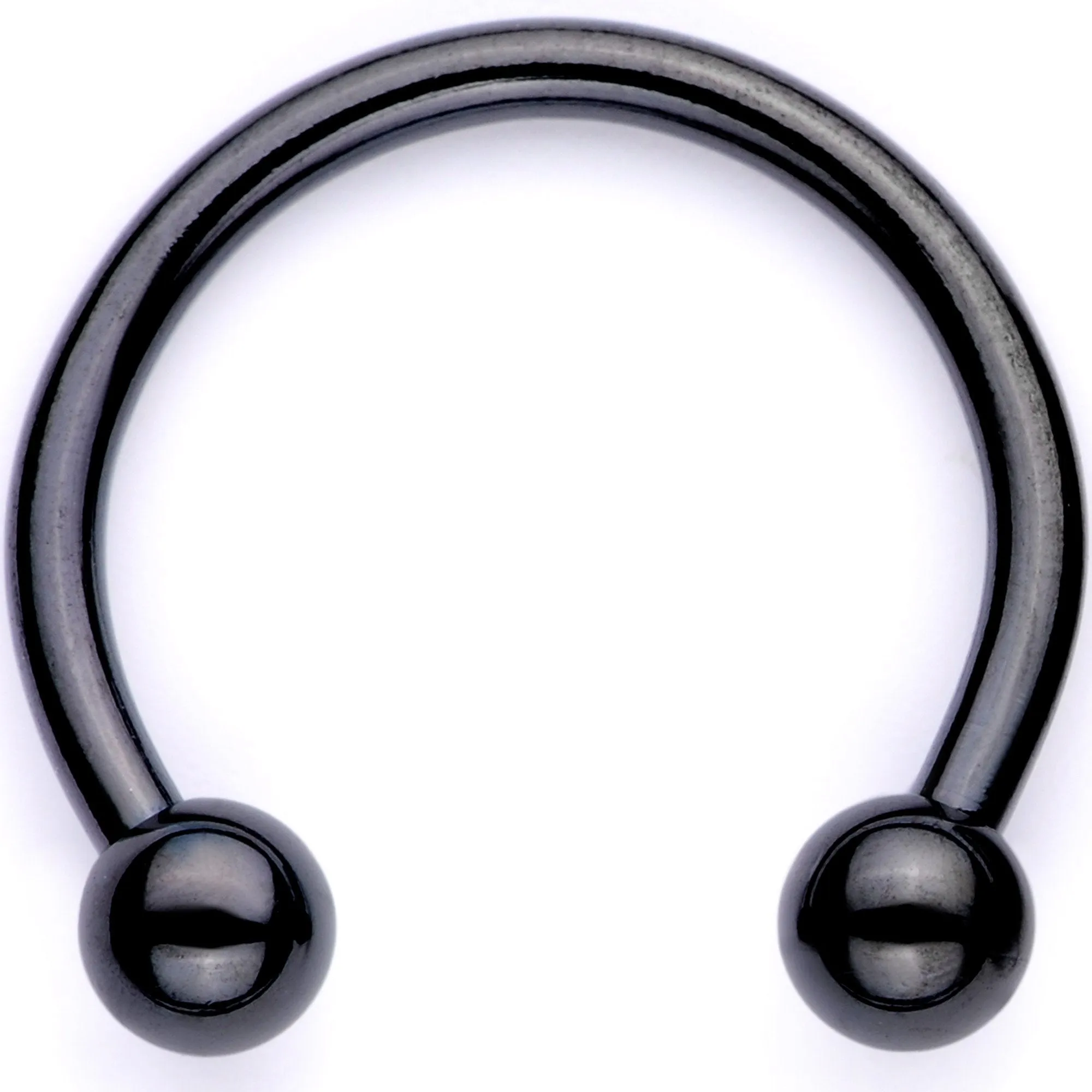 16 Gauge 3/8 White Faux Opal Black Anodized Twisted Horseshoe Closure Ring Set