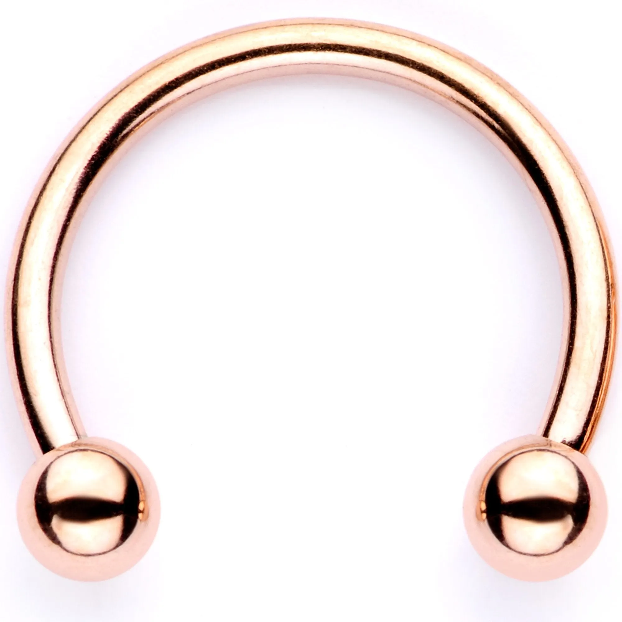 16 Gauge 3/8 White Faux Opal Rose Gold Tone Twisted Horseshoe BCR Captive Ring Set