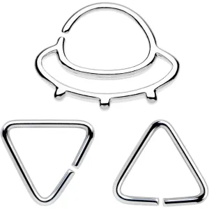 16 Gauge 5/16 Outer Space UFO Septum Ring Pack Set of 3
