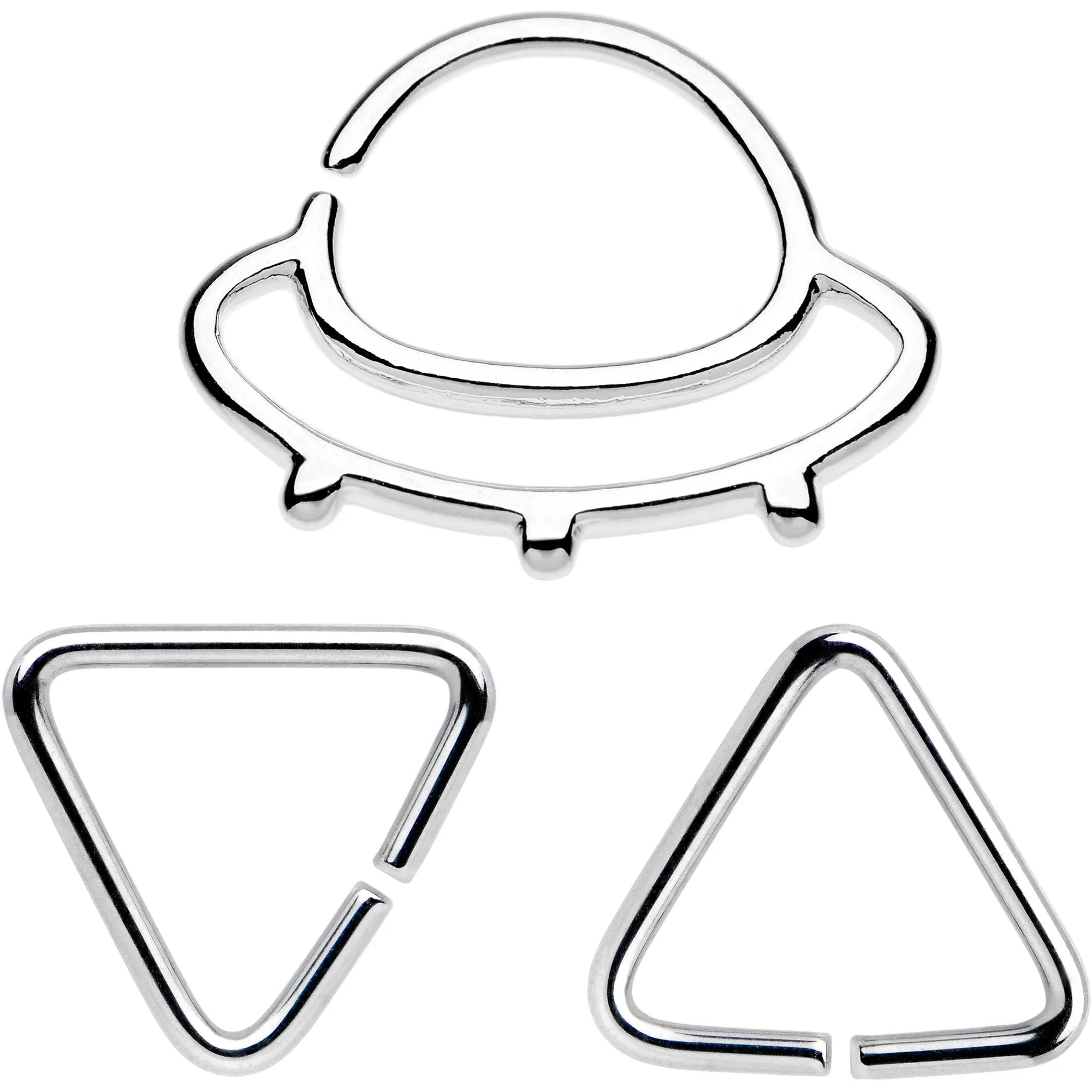 16 Gauge 5/16 Outer Space UFO Septum Ring Pack Set of 3