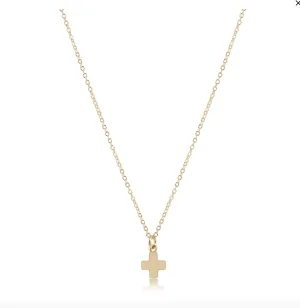 16" Small Gold Signature Cross Necklace