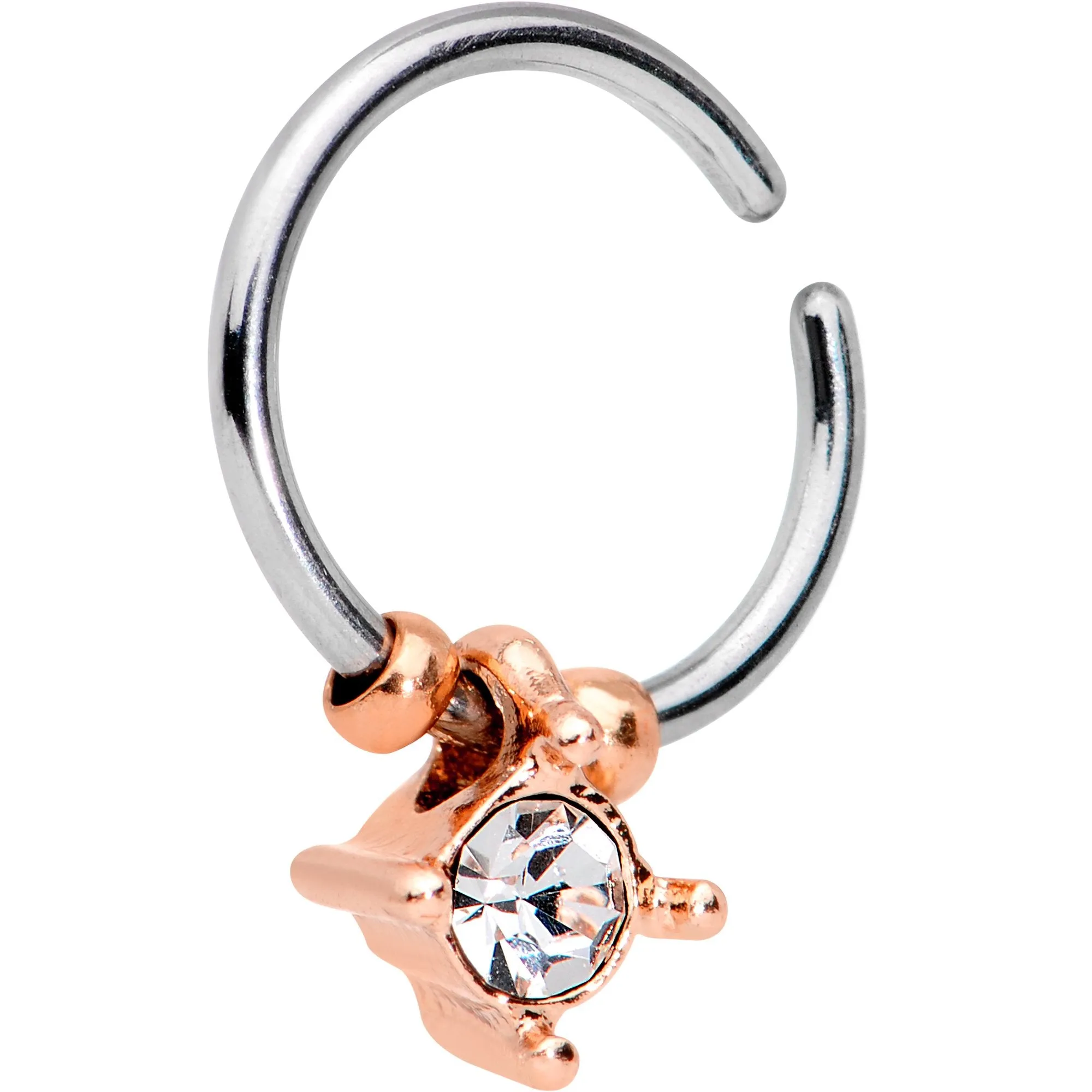 18 Gauge Rose Gold Tone Clear Gem Drop Annealed Seamless Circular Ring