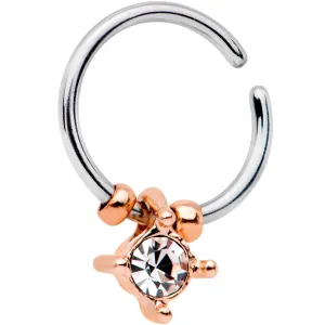 18 Gauge Rose Gold Tone Clear Gem Drop Annealed Seamless Circular Ring