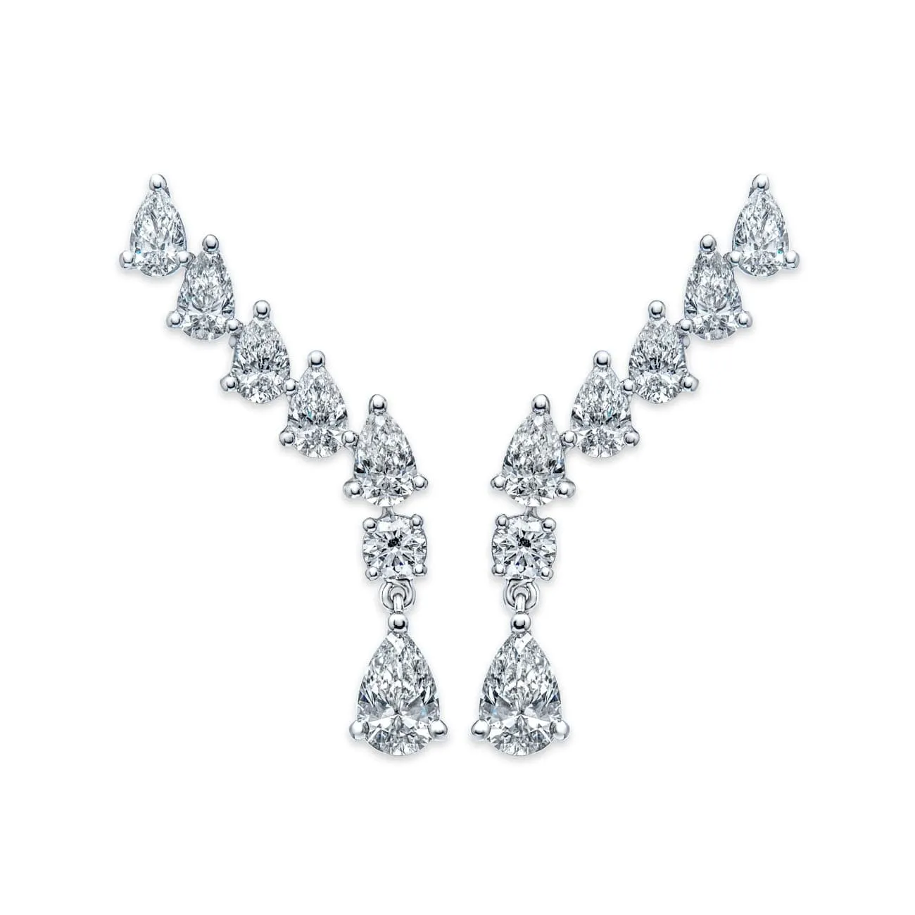 18K Climber with dangling pear shape earrings