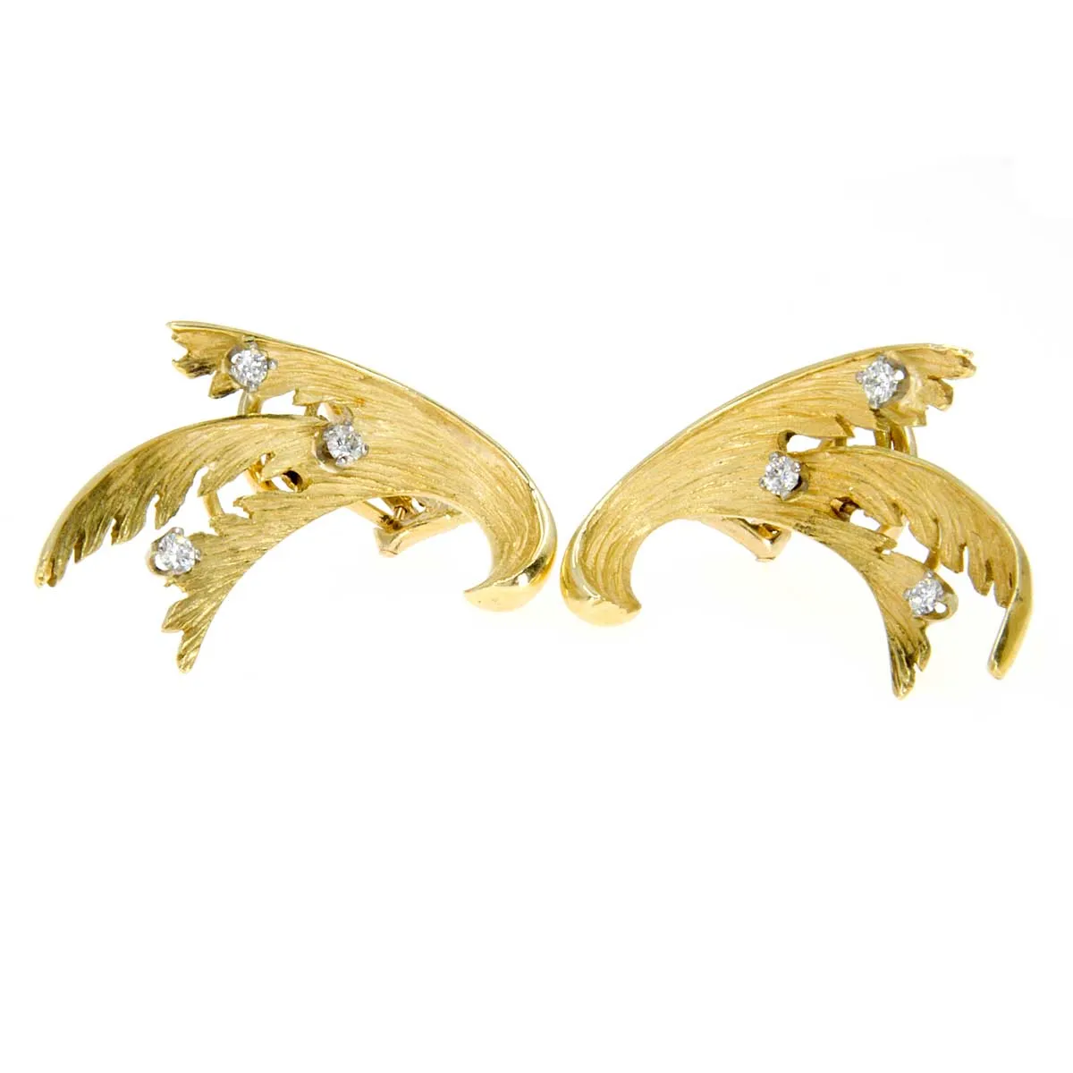 18K Diamond Floral Climber Ear Clips