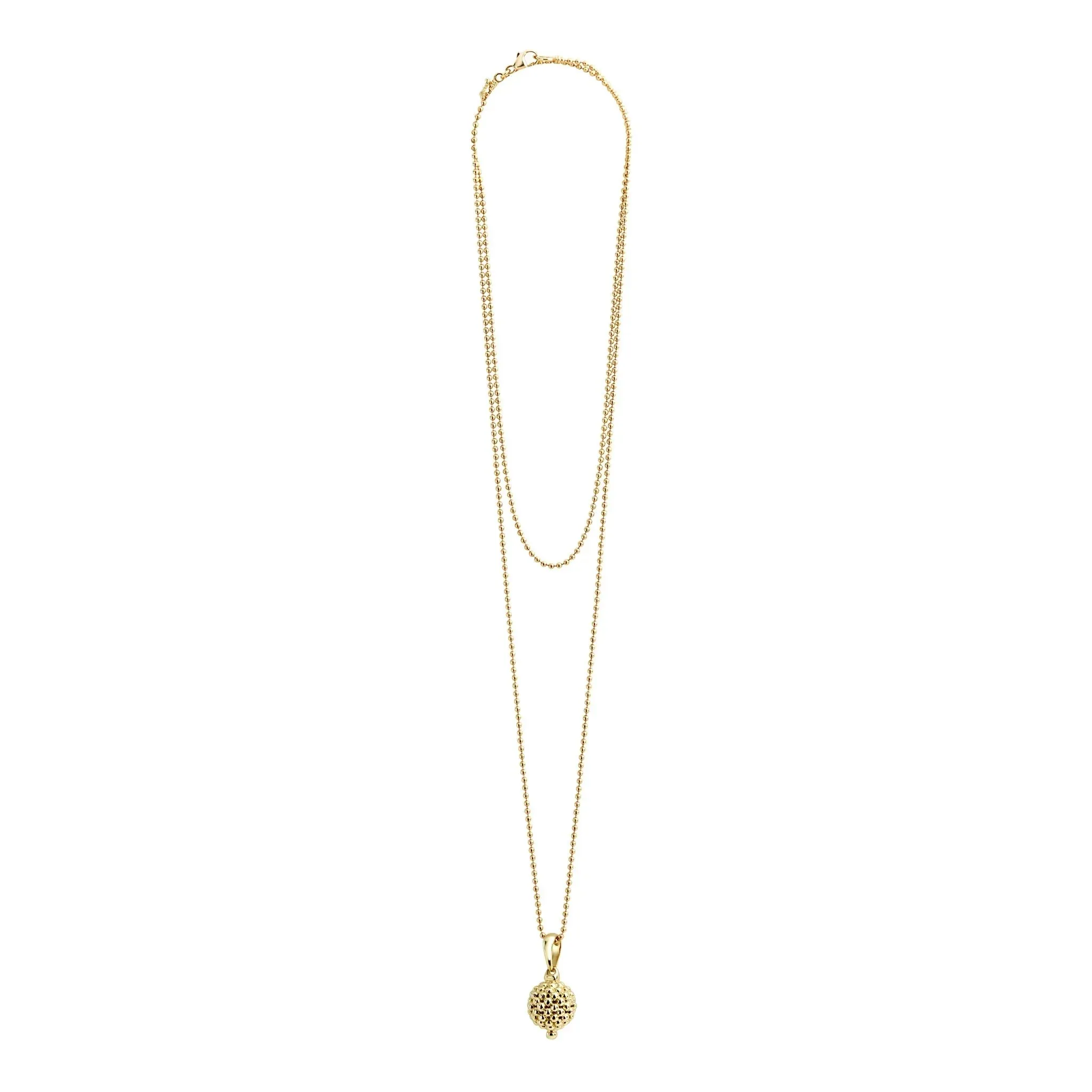 18K Gold Caviar Beaded Pendant Necklace