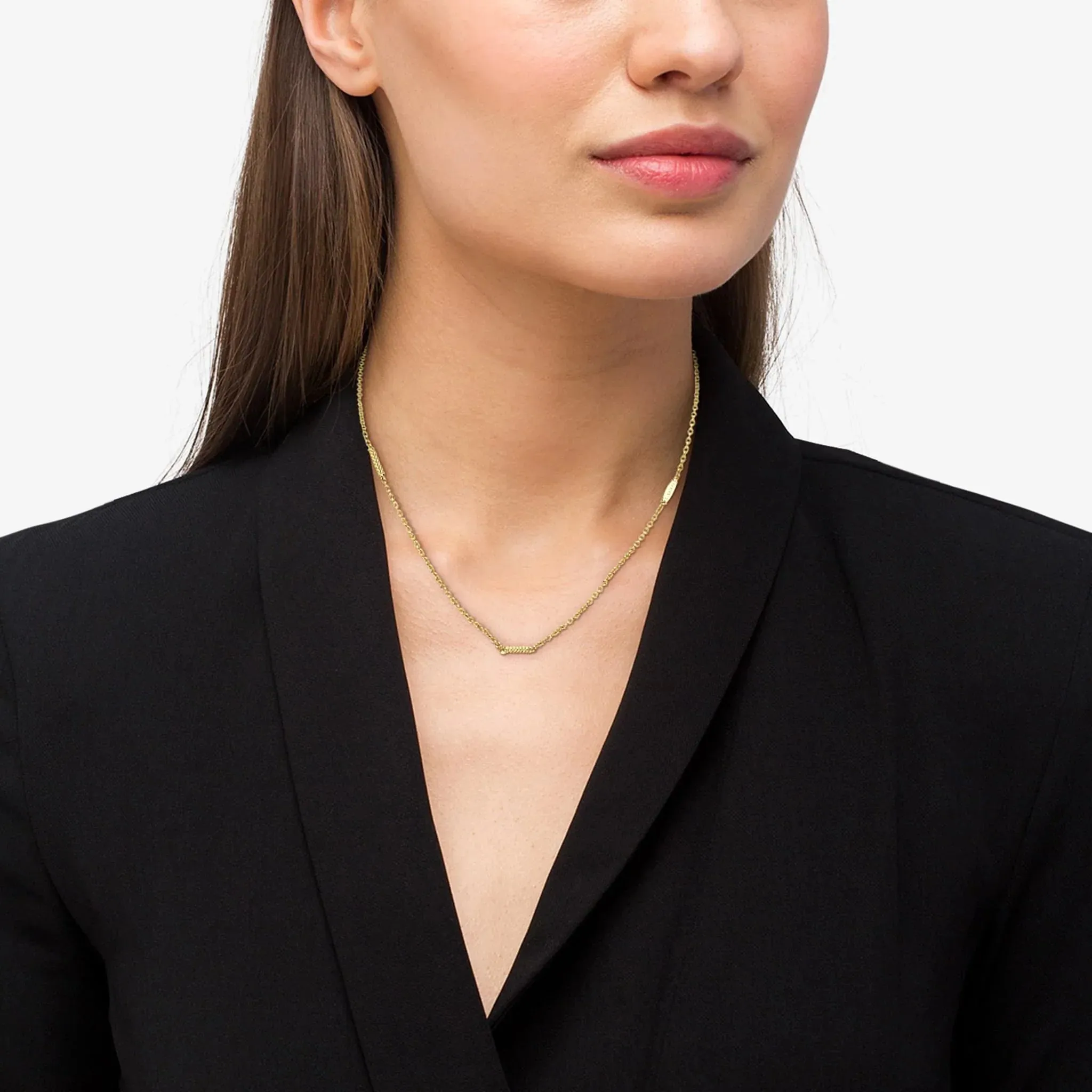 18K Gold Superfine Station Chain Necklace