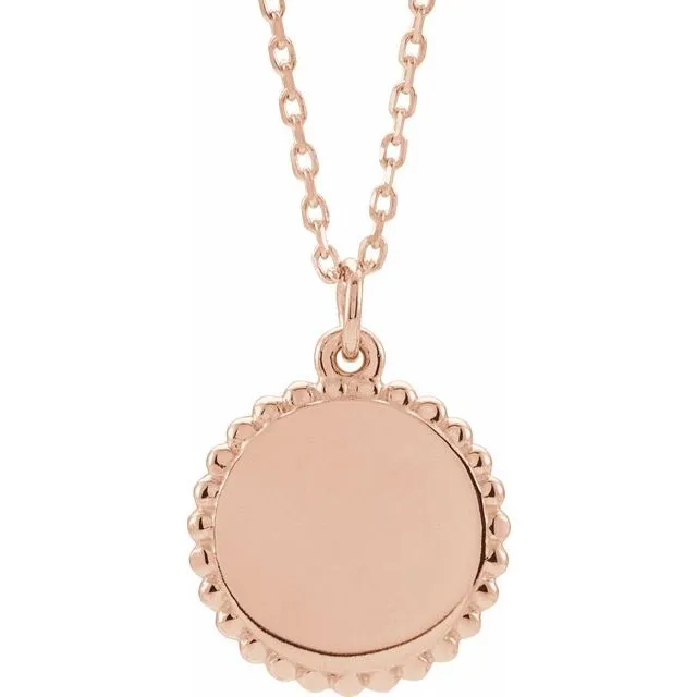18K Rose Gold-Plated Sterling Silver Beaded Disc 16-18" Necklace