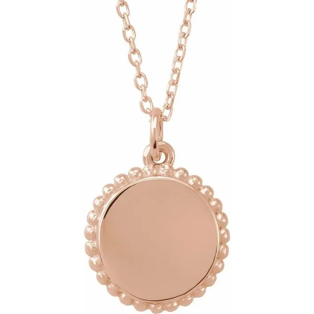 18K Rose Gold-Plated Sterling Silver Beaded Disc 16-18" Necklace