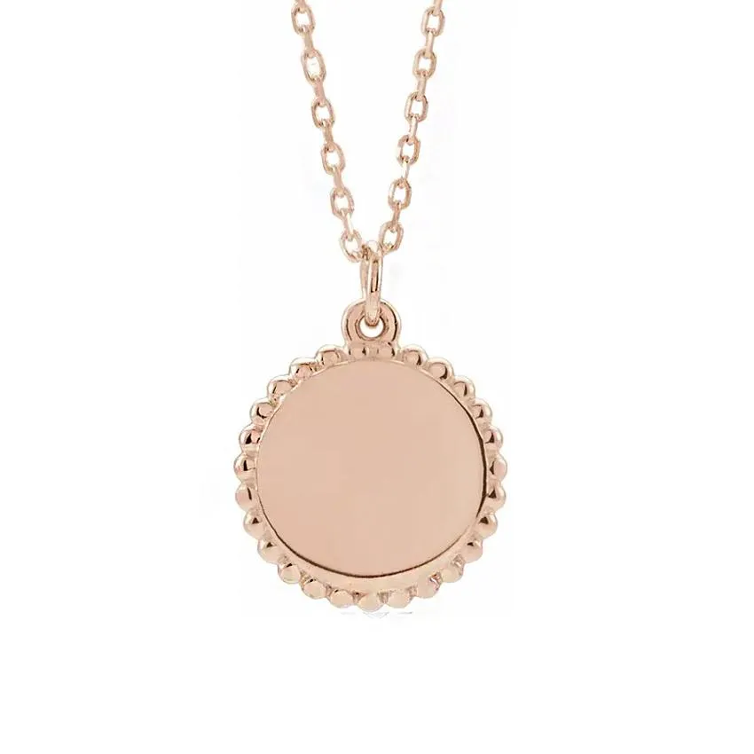 18K Yellow Gold-Plated Engravable Beaded Necklace