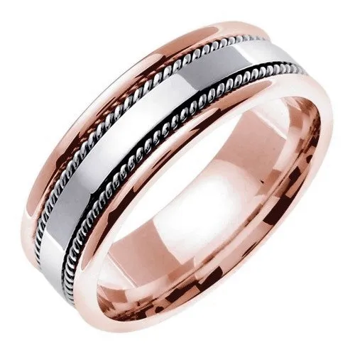 18K Yellow/White or Rose/White Hand Braided Cord Ring