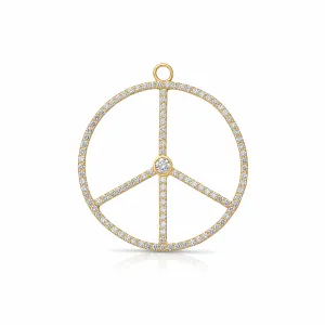18KY Large Diamond Peace Sign