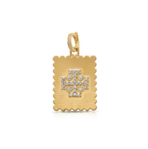 18KY Shield Crusader Cross Charm