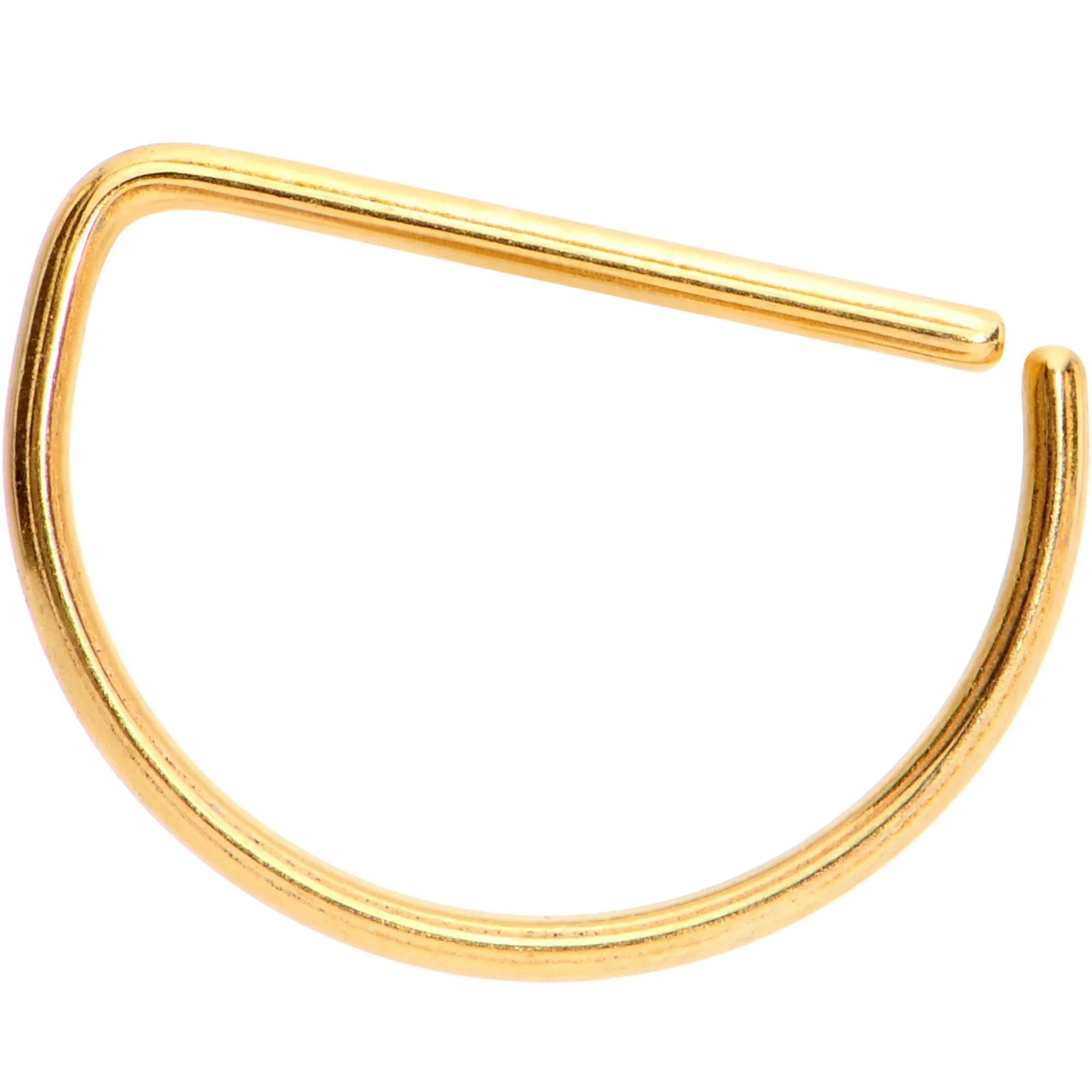 20 Gauge 3/8 Yellow Anodized Titanium Annealed D Shaped Septum Ring