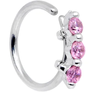 20 Gauge 5/16 Pink CZ Gem Sequence Shine Seamless Circular Ring
