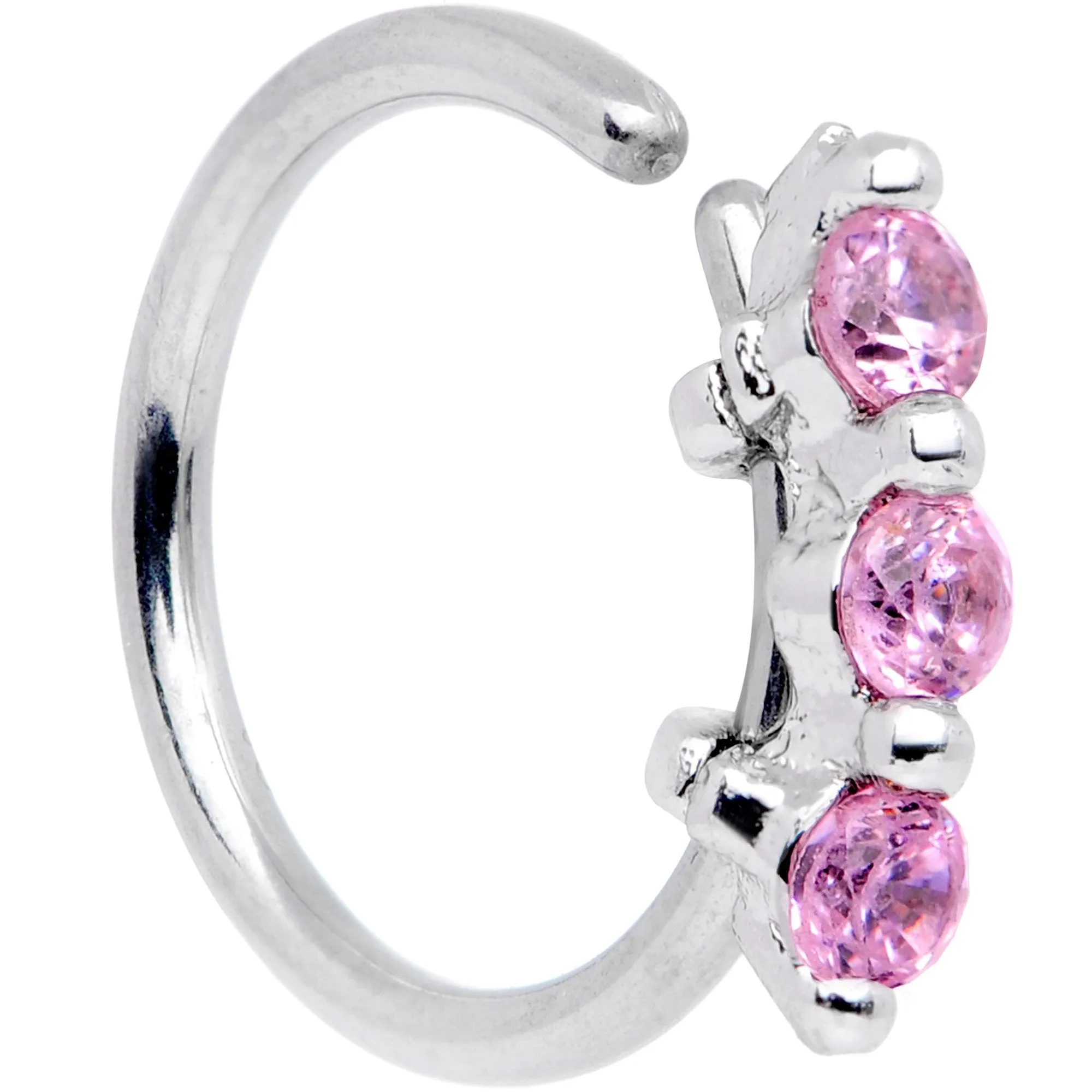 20 Gauge 5/16 Pink CZ Gem Sequence Shine Seamless Circular Ring