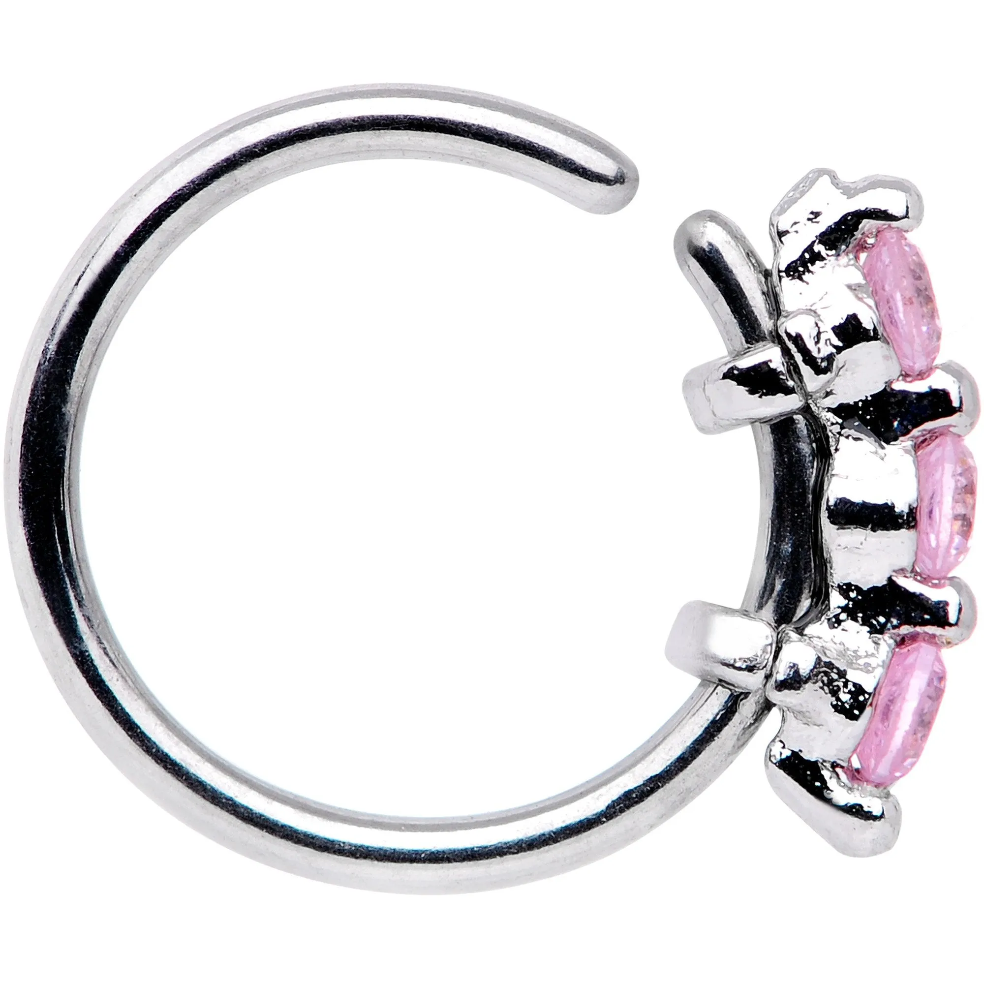 20 Gauge 5/16 Pink CZ Gem Sequence Shine Seamless Circular Ring