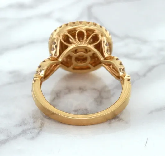2.07ct. Oval Padparadscha Ring with Sapphire and Diamond Halo in 18K Rose Gold