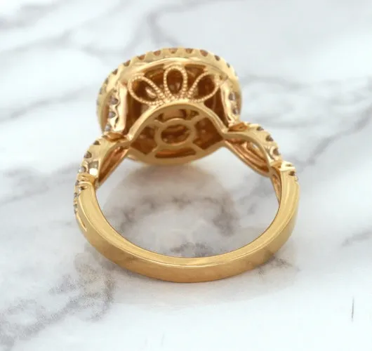 2.07ct. Oval Padparadscha Ring with Sapphire and Diamond Halo in 18K Rose Gold