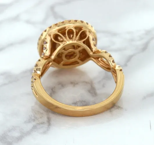 2.07ct. Oval Padparadscha Ring with Sapphire and Diamond Halo in 18K Rose Gold