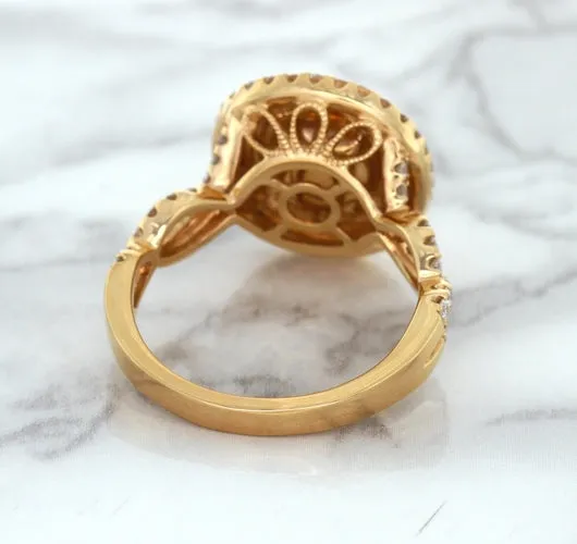 2.07ct. Oval Padparadscha Ring with Sapphire and Diamond Halo in 18K Rose Gold