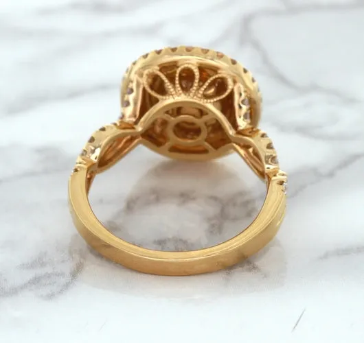 2.07ct. Oval Padparadscha Ring with Sapphire and Diamond Halo in 18K Rose Gold