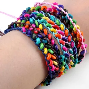 20pcs/Lot Colorful Wood Wristbands Child Bead Braided Bracelet Wholesale Birthday Party Gift Jewelry