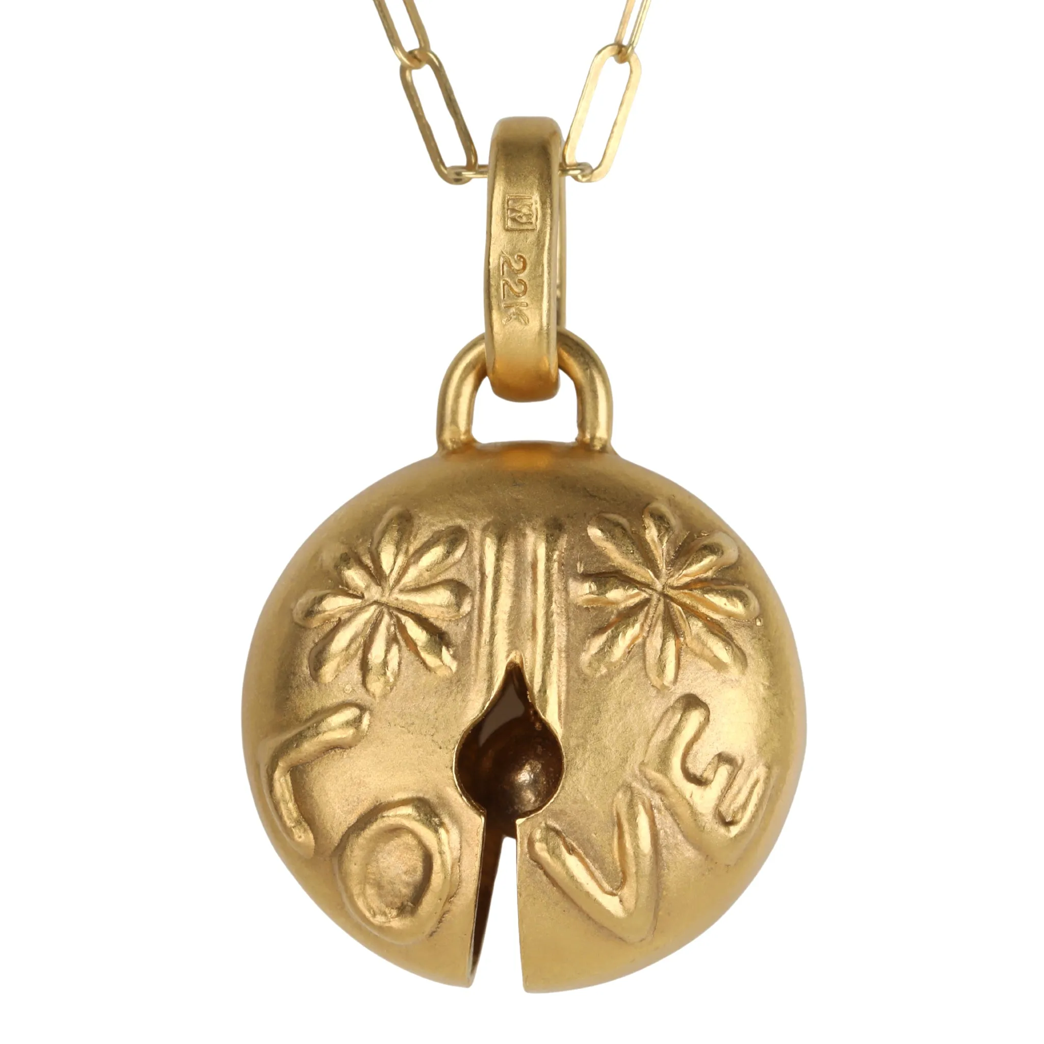 22K "Peace & Love" Bell Charm