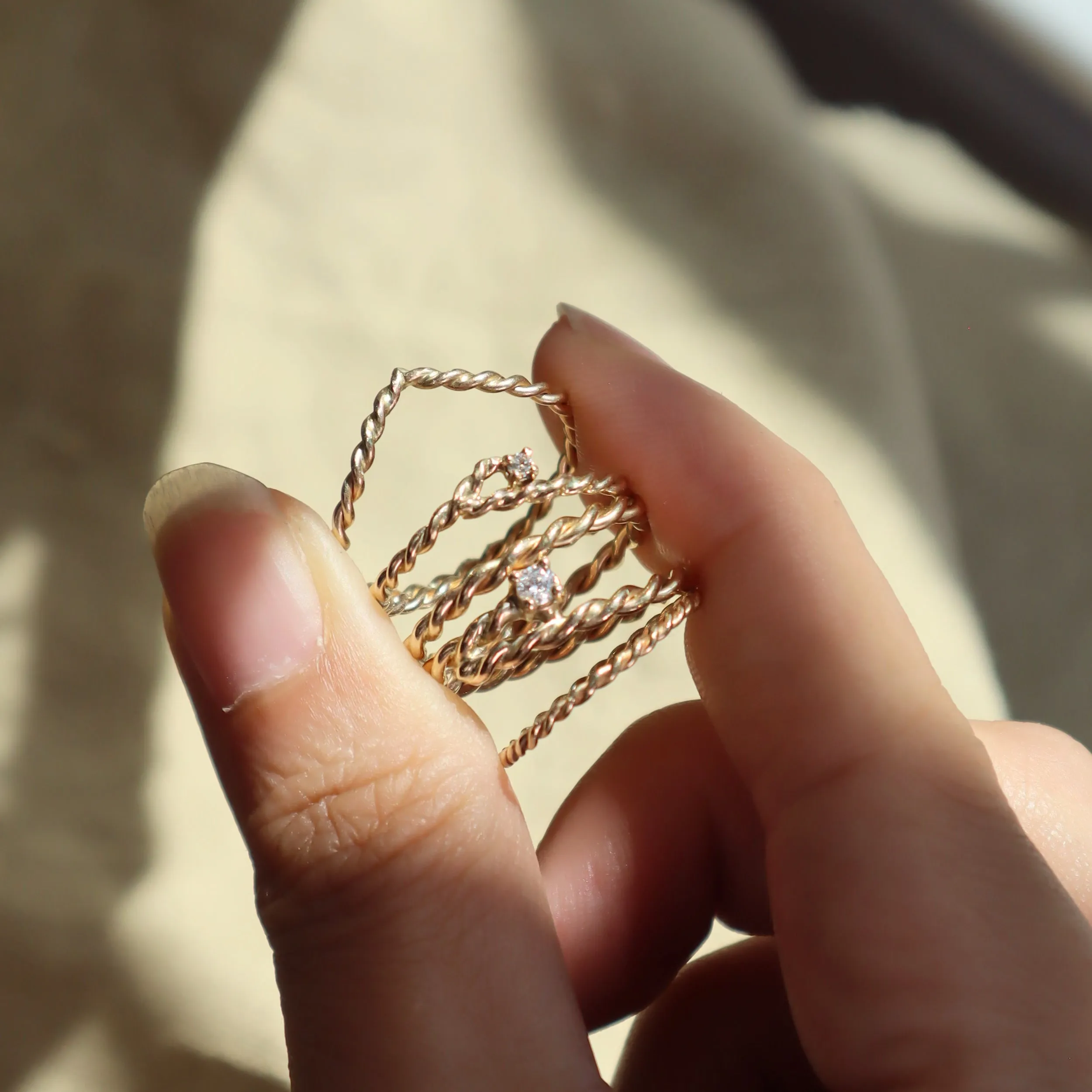 2mm Rope Twisted Gold Ring Size 7