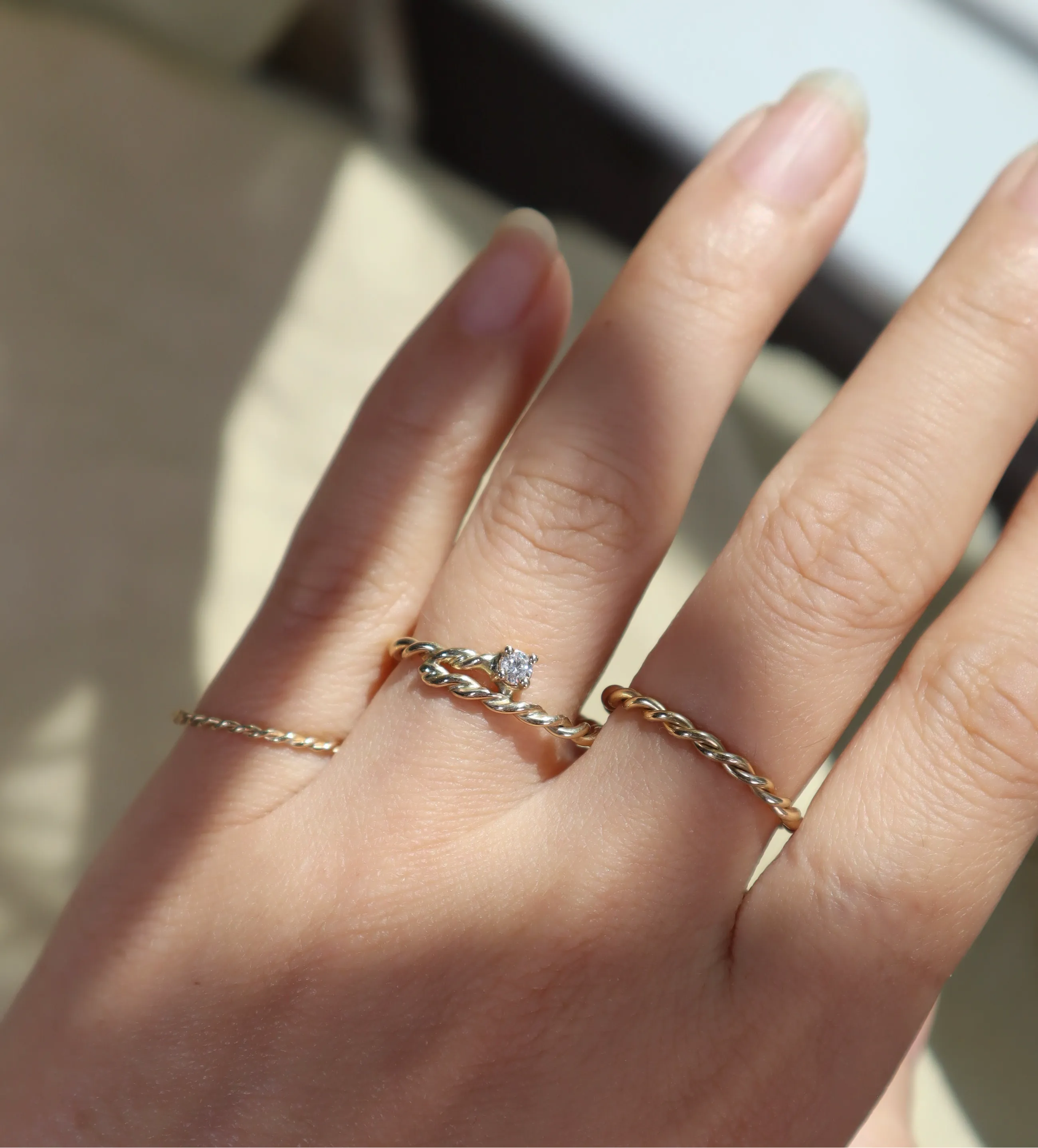 2mm Rope Twisted Gold Ring Size 7
