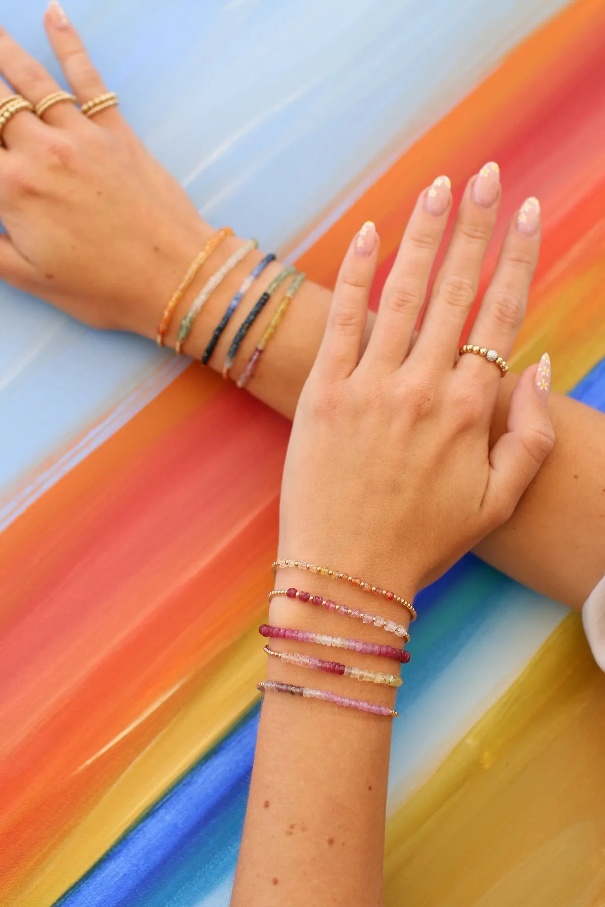 2MM YELLOW GOLD FILLED BRACELET WITH SUNRISE OMBRE GOLD PATTERN