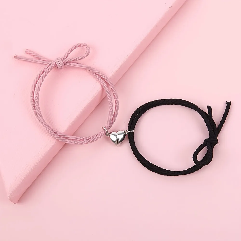 2pcs Heart Matching Friendship Bracelets Magnetic