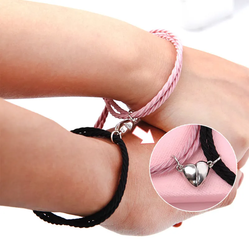 2pcs Heart Matching Friendship Bracelets Magnetic