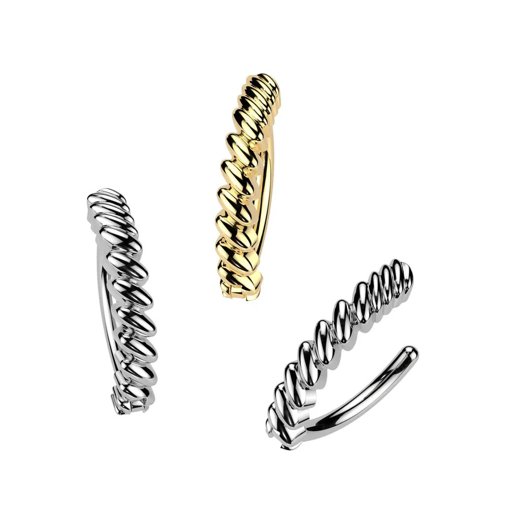 316L Surgical Steel Twisted Hinged Clicker Belly Ring