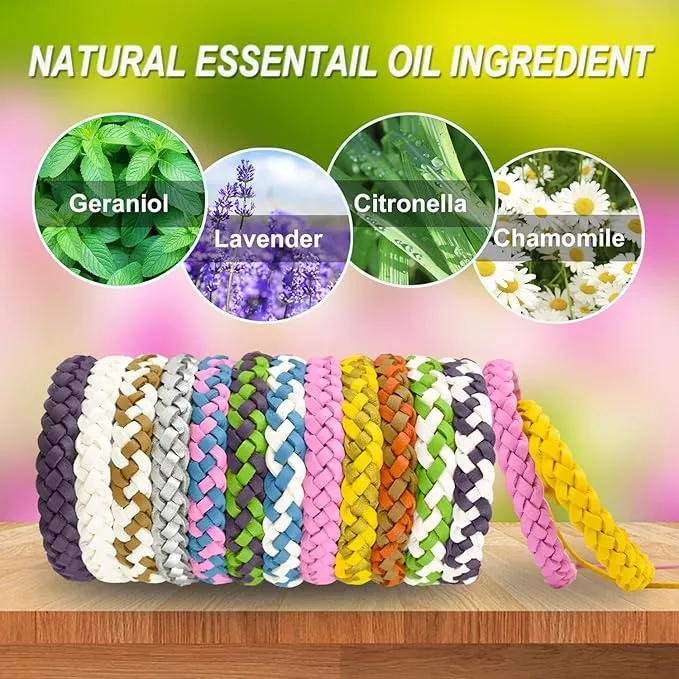 36 Pack Mosquito Repellent Bracelets, PU Leather Insect & Bug Repellent Wrist Bands for Kids & Adults Outdoor Camping Fishing Traveling
