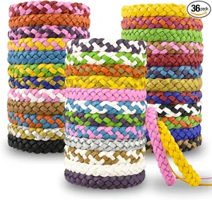 36 Pack Mosquito Repellent Bracelets, PU Leather Insect & Bug Repellent Wrist Bands for Kids & Adults Outdoor Camping Fishing Traveling
