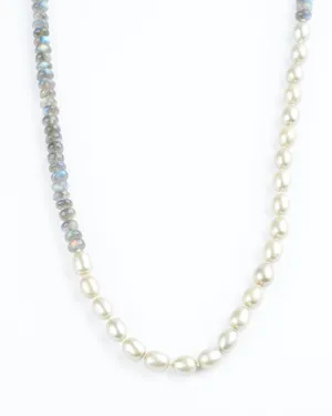 37" grey pearls and 18k pearl beads with 18k clasp - pearl