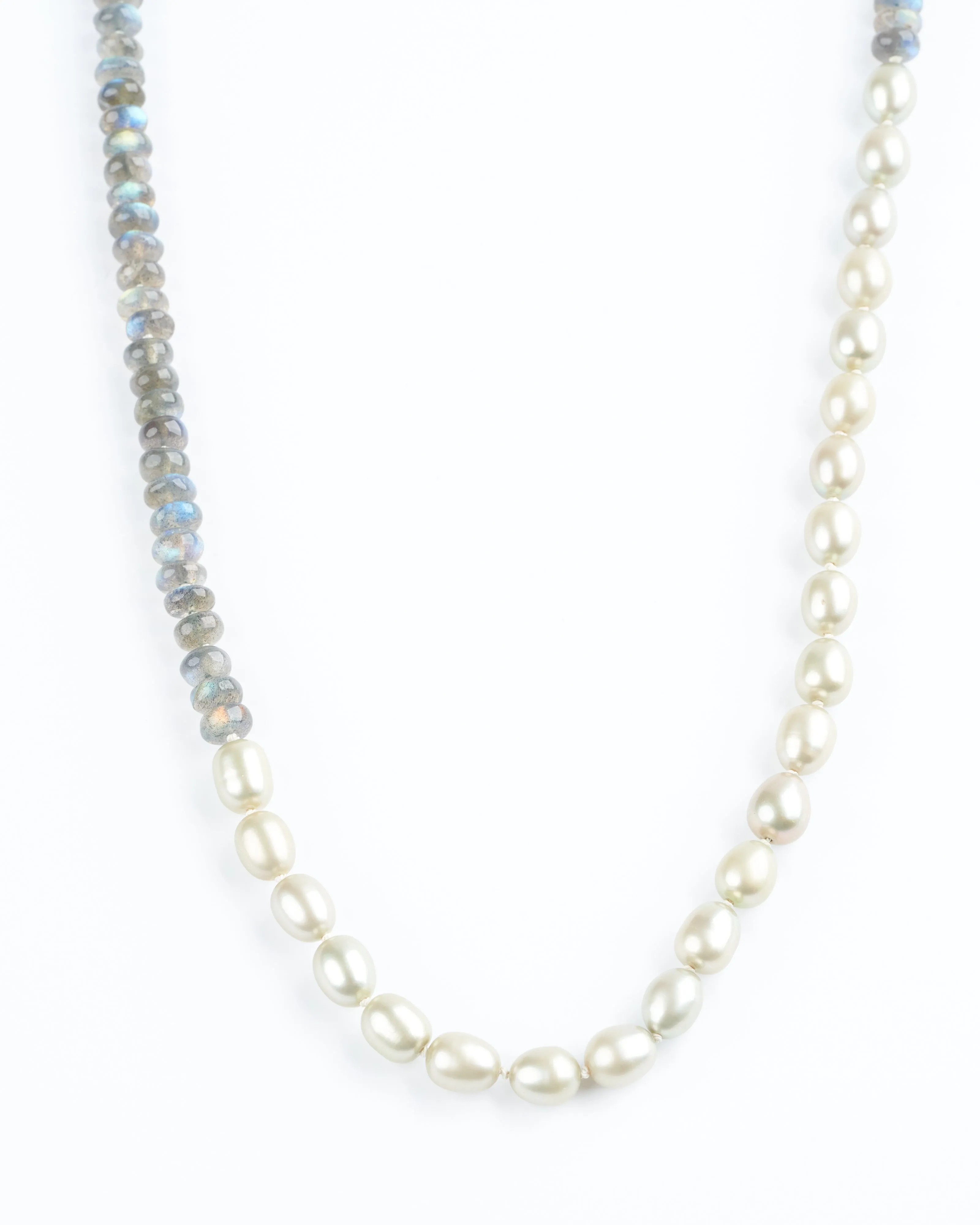 37" grey pearls and 18k pearl beads with 18k clasp - pearl