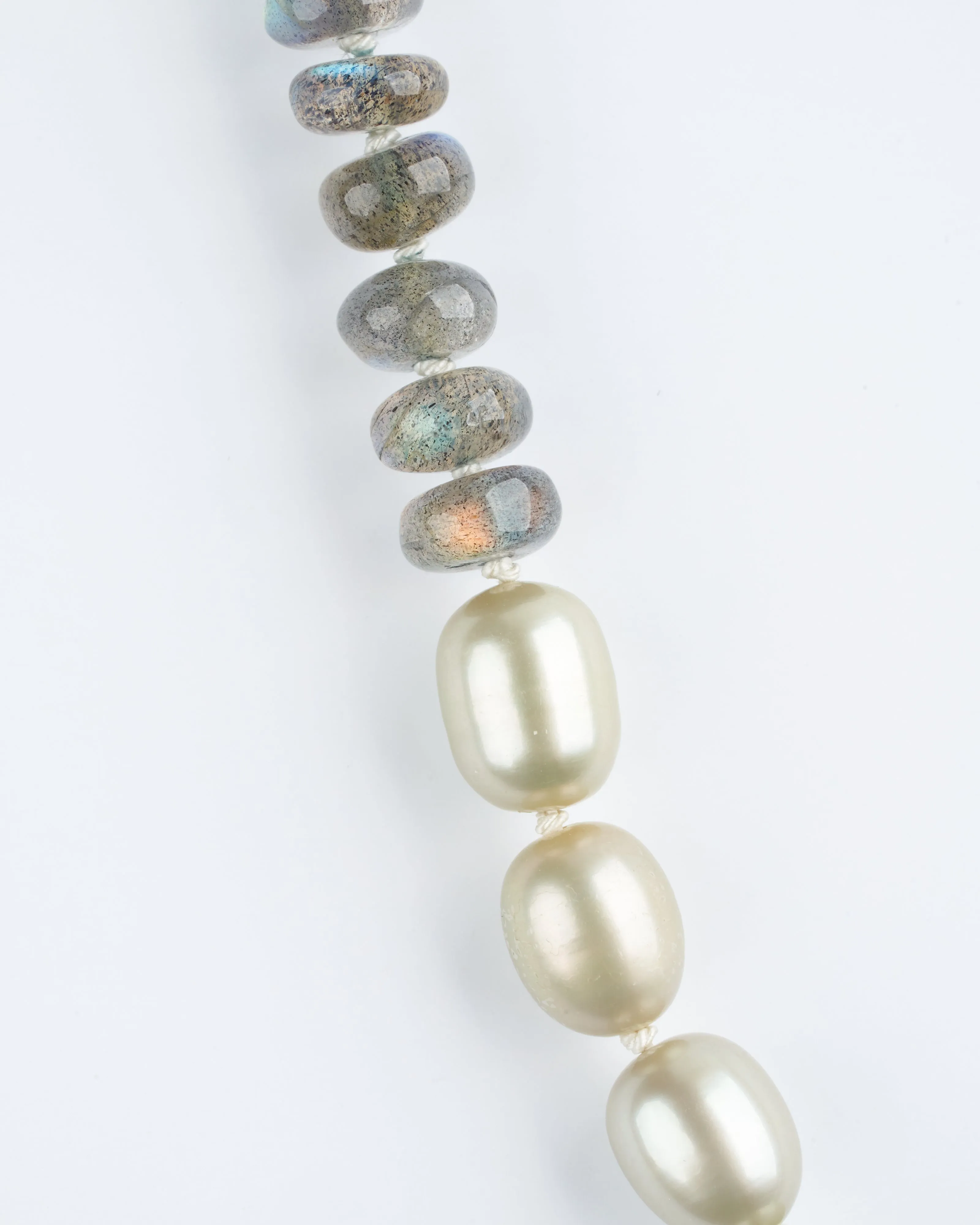 37" grey pearls and 18k pearl beads with 18k clasp - pearl