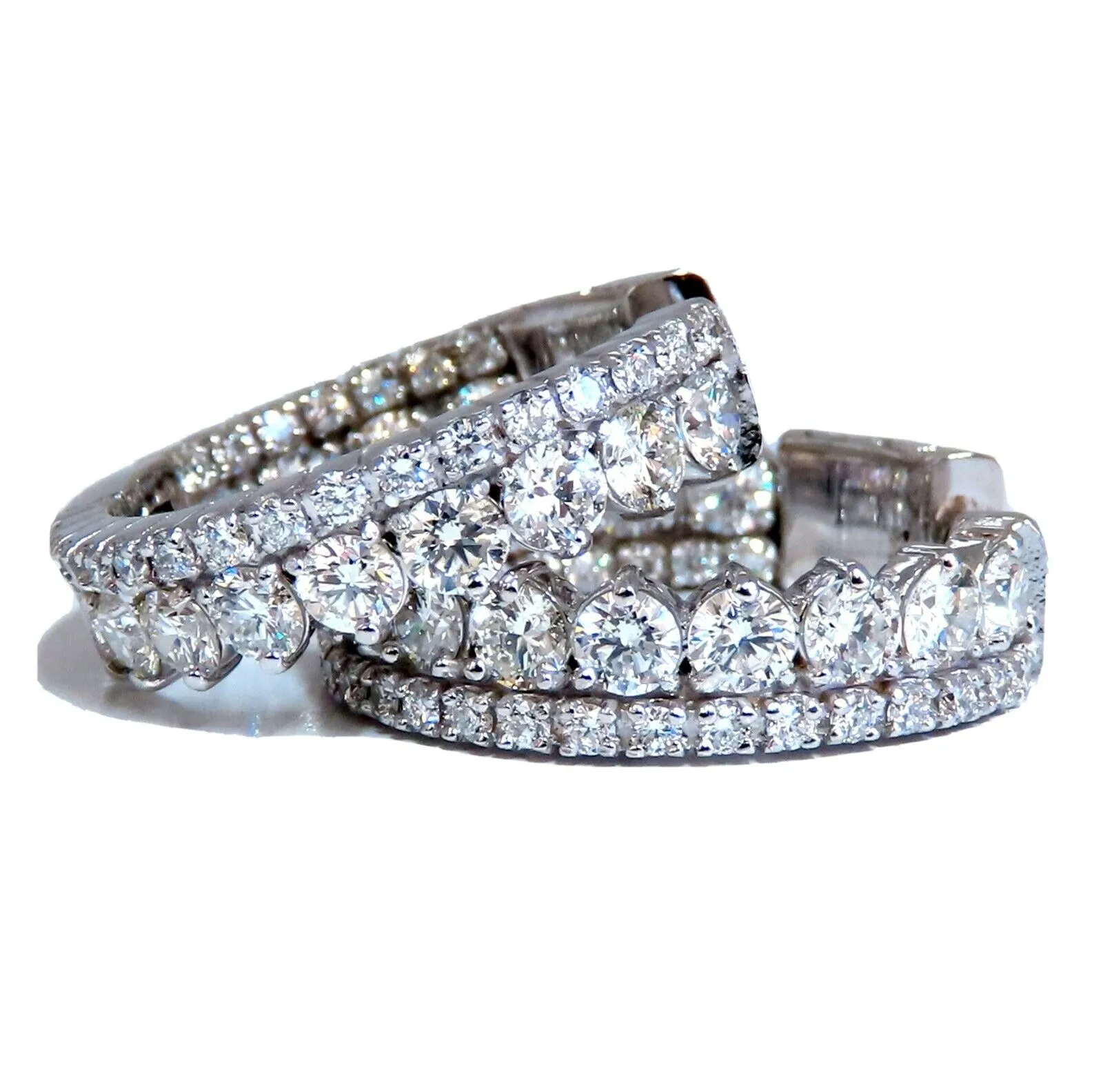 4.70ct Natural Round Diamonds Double Row Ring 14kt stacking deco
