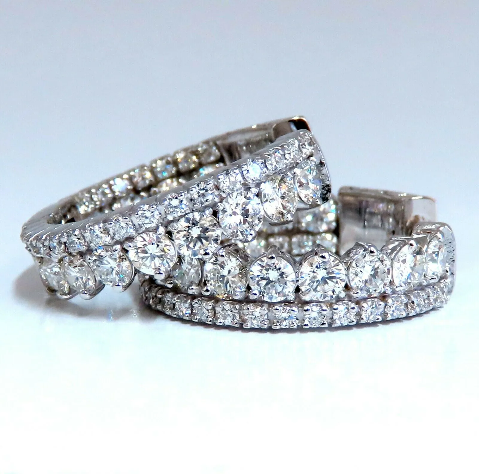 4.70ct Natural Round Diamonds Double Row Ring 14kt stacking deco