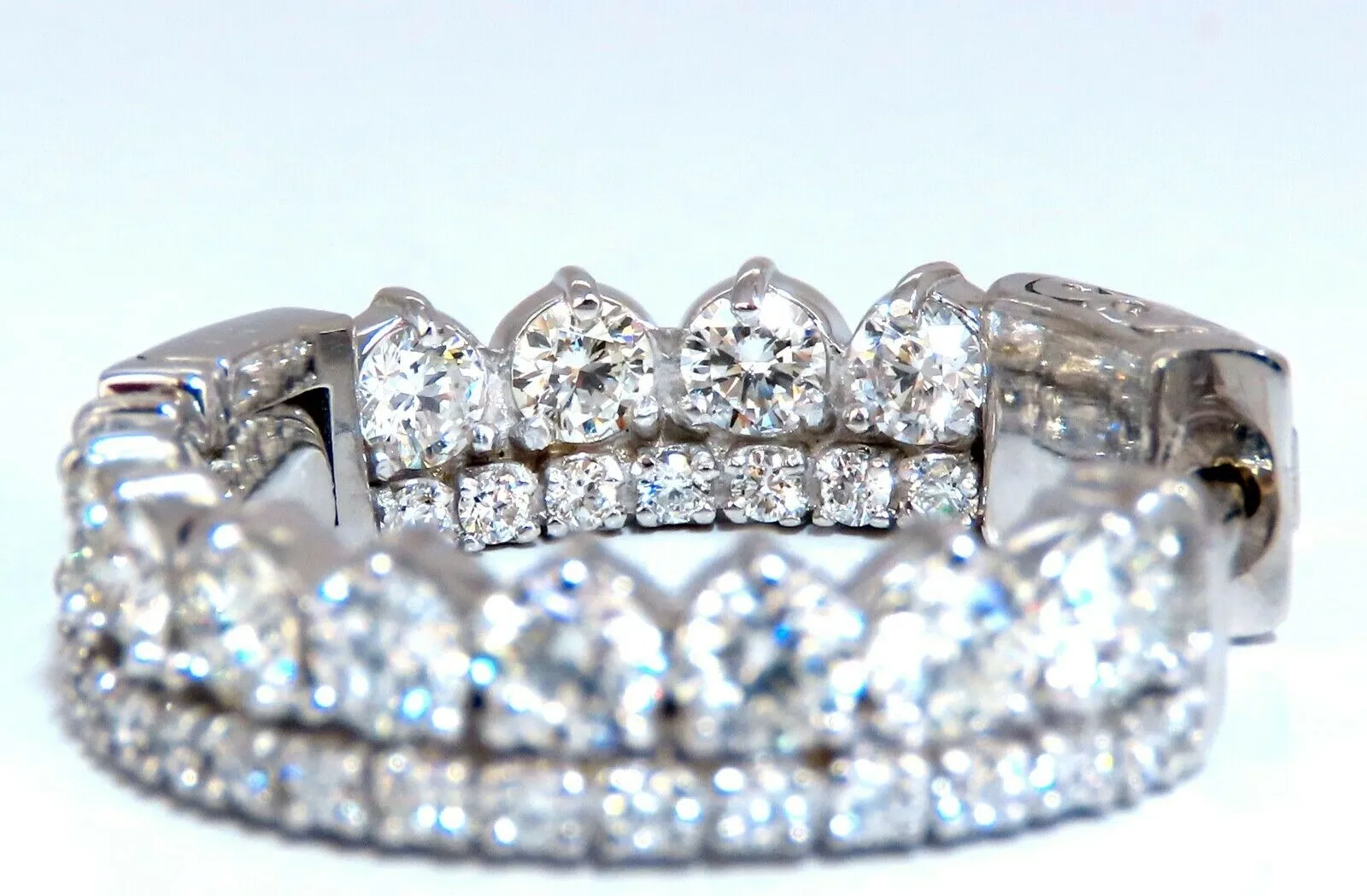 4.70ct Natural Round Diamonds Double Row Ring 14kt stacking deco