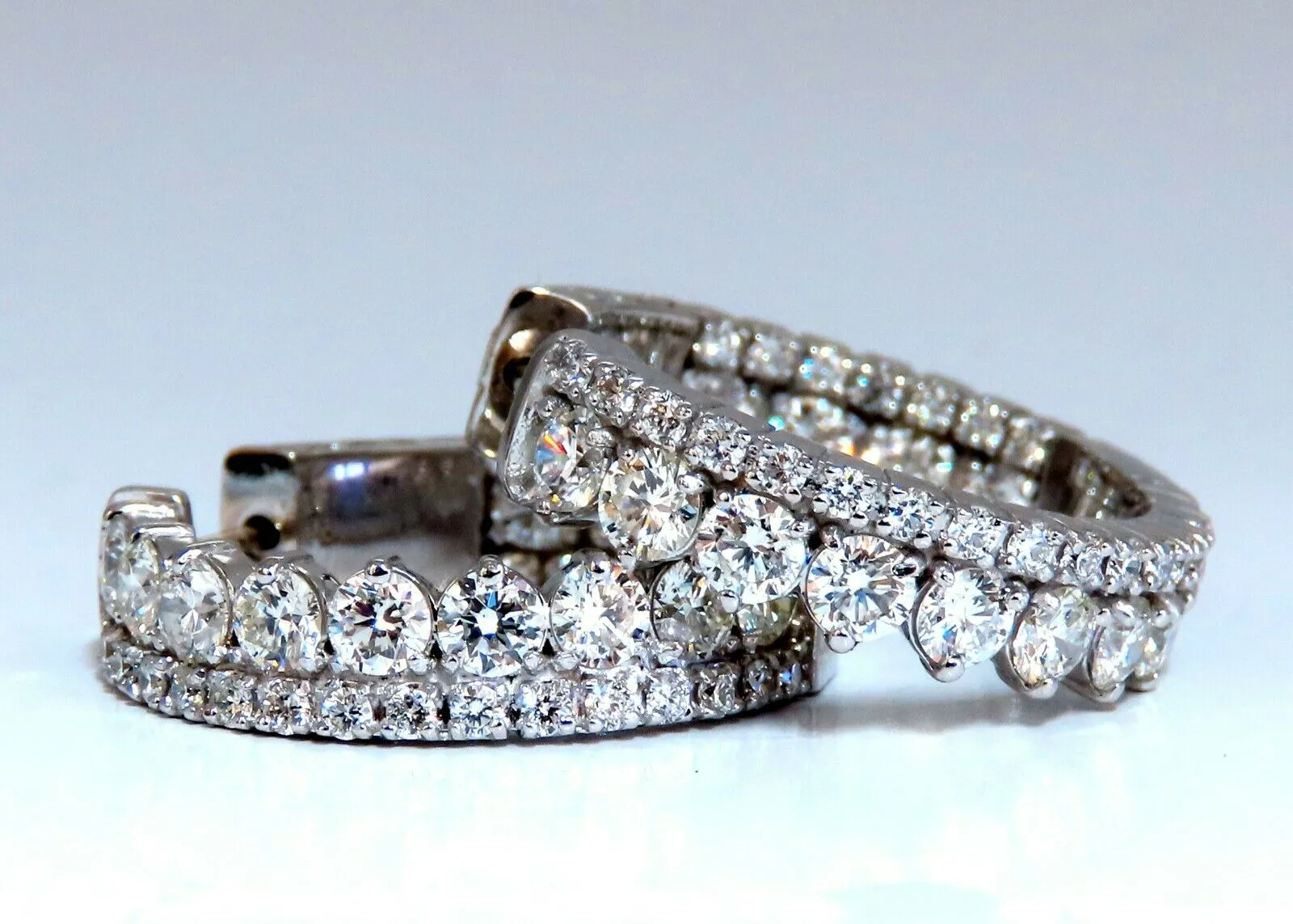 4.70ct Natural Round Diamonds Double Row Ring 14kt stacking deco
