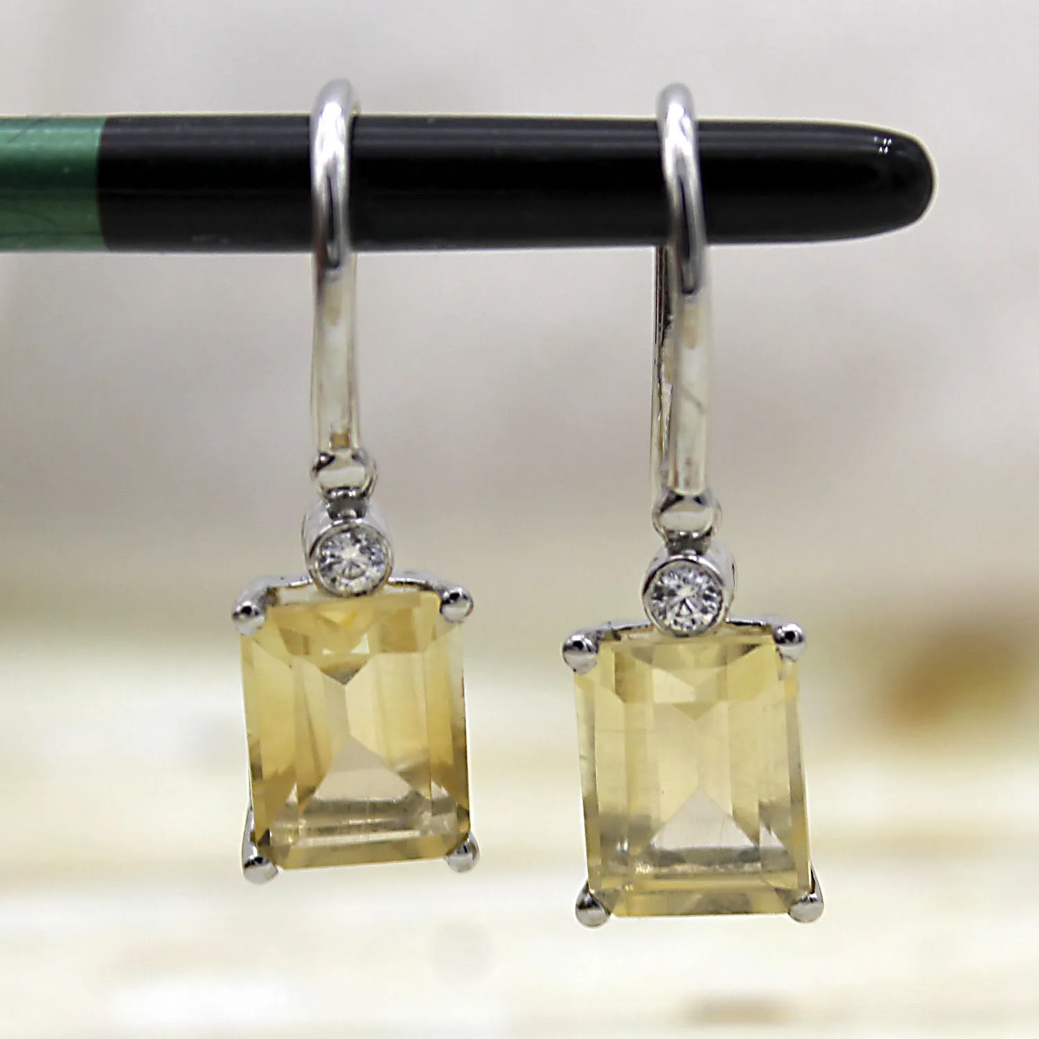 5 TCW Natural Emerald Cut Citrine Dangle Drop Fine Earrings